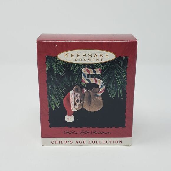 1993 Hallmark Child’s Fifth Christmas Handcrafted Keepsake Holiday Ornament - Picture 1 of 7